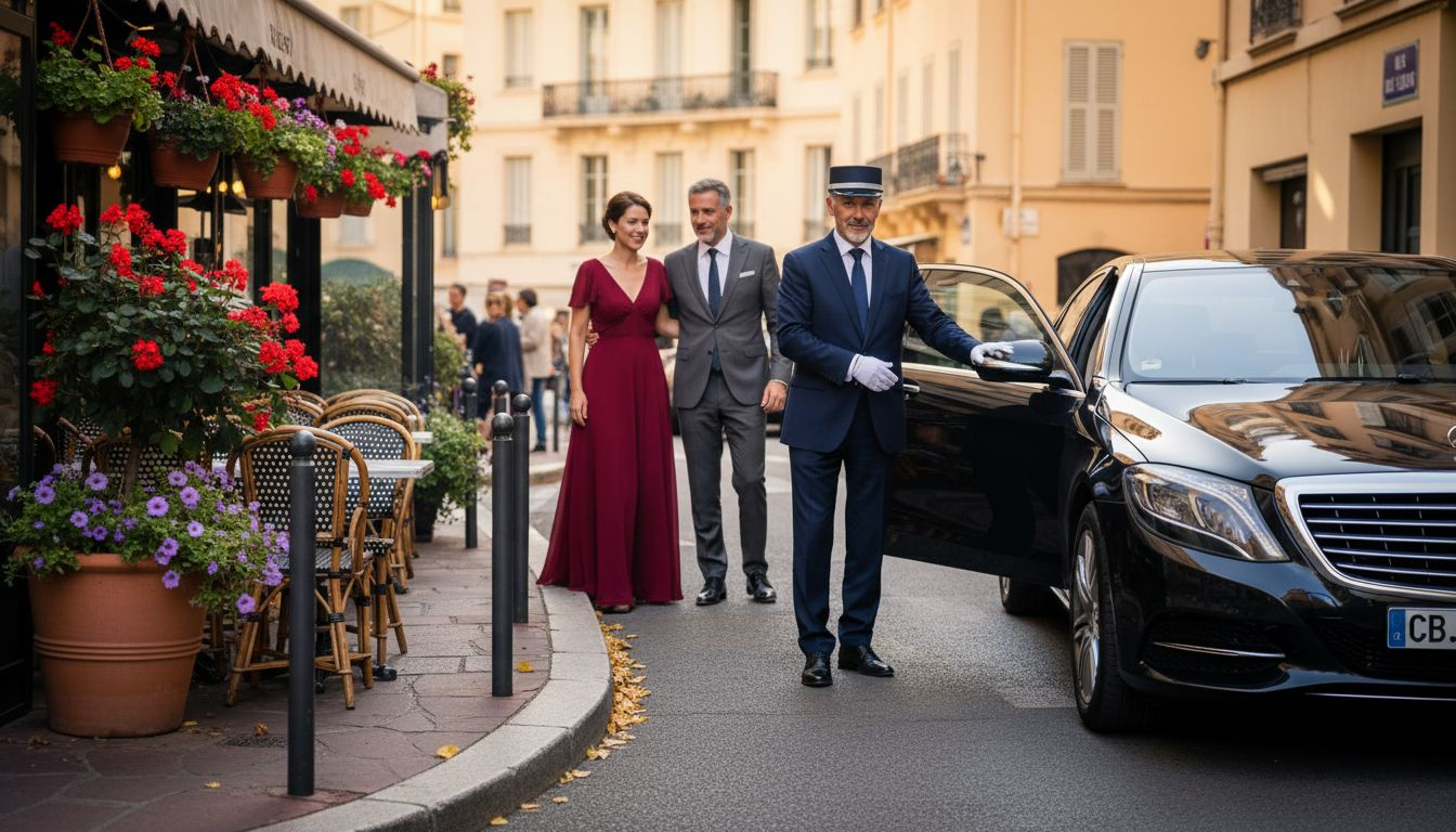 Chauffeur opening car door for guests in Cannes
