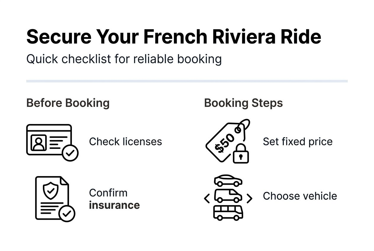 Infographic showing steps for booking French Riviera transport