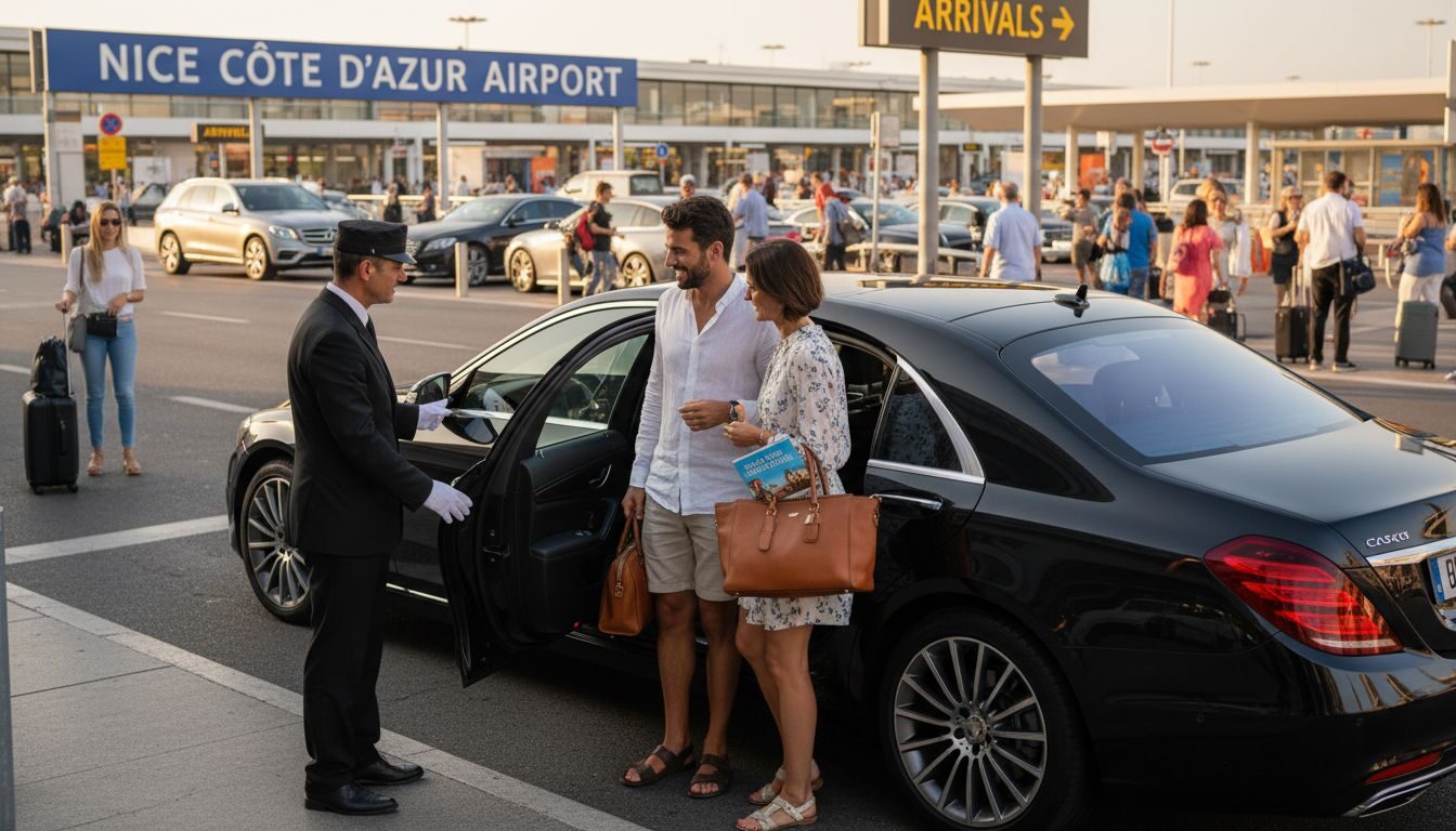 Arrival with chauffeur at Nice airport entrance