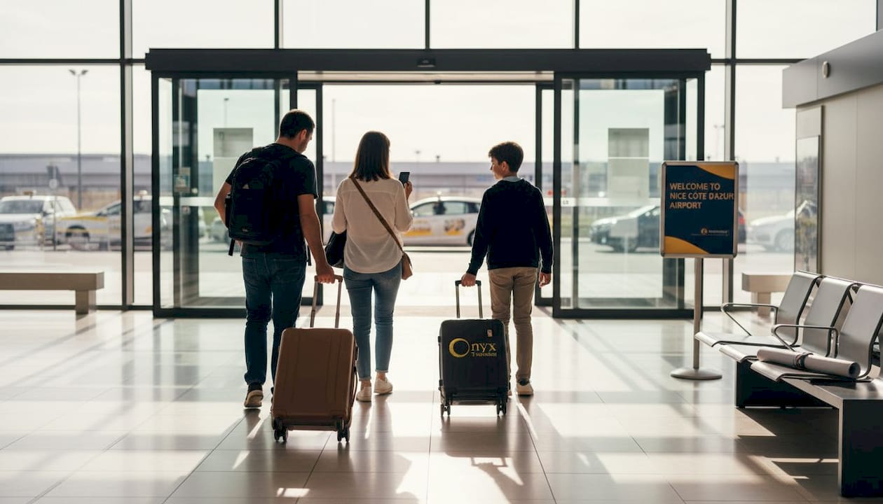 transponyx-famille-voyageurs-bagages-onyx-sortie-terminal-aeroport-nice-transfert-prive