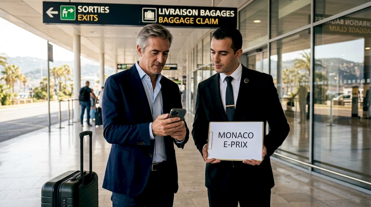 Traveler meeting pre-booked chauffeur at airport arrivals