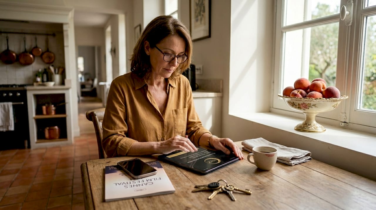 Woman booking festival driver online at home