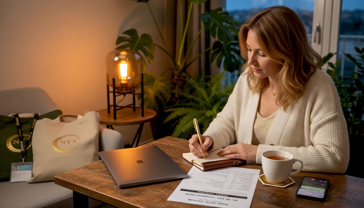 Woman planning Cannes group transport at home