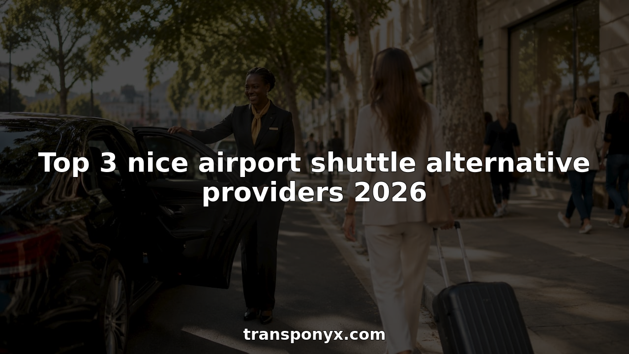 Luxury airport shuttle with chauffeur assisting traveler