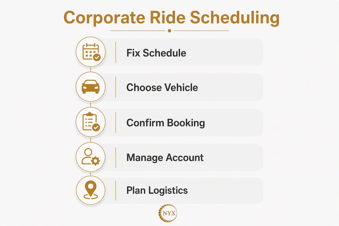 Infographic showing corporate ride scheduling steps