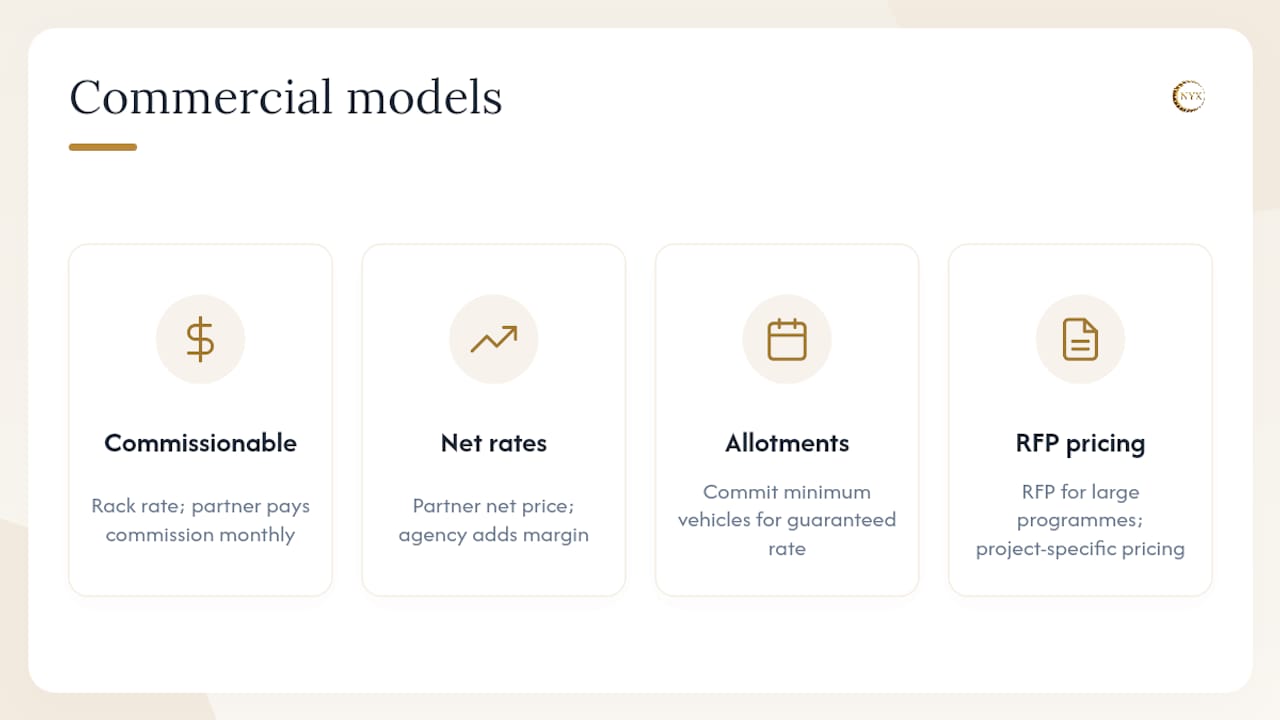 Diagram comparing commercial models for ground transport partnerships