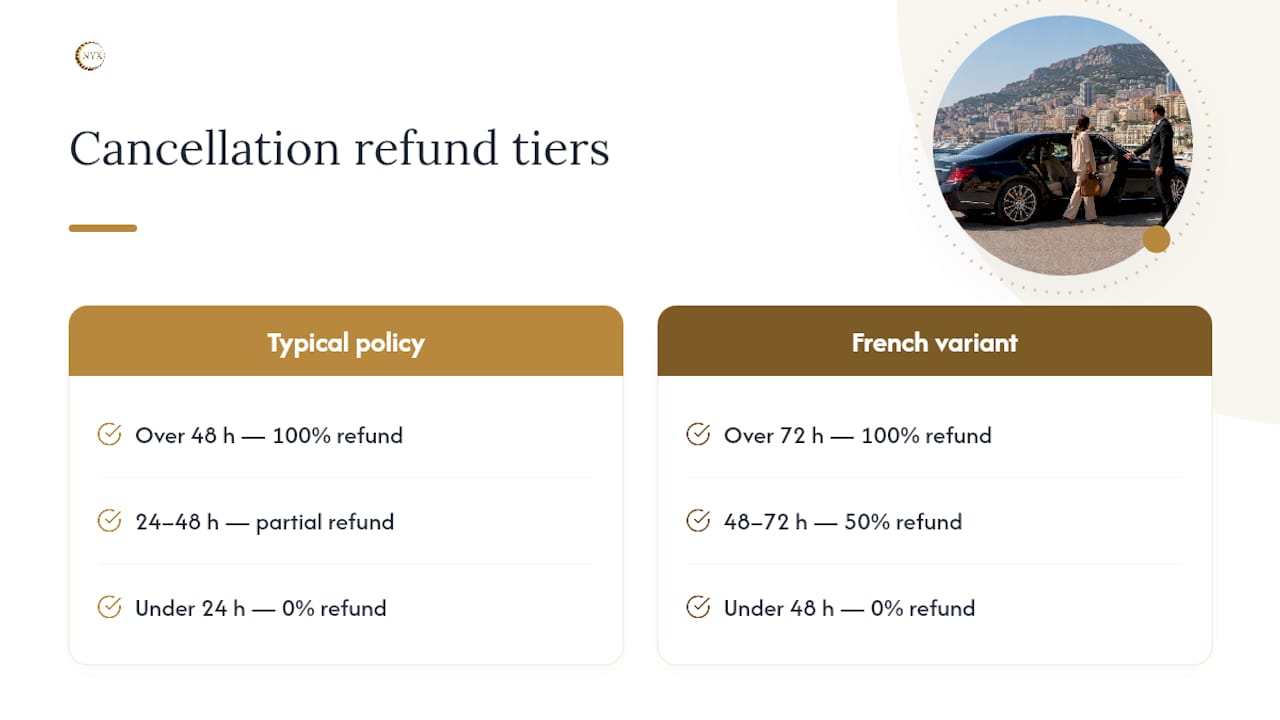 Refund tiers for private transfer cancellation timing