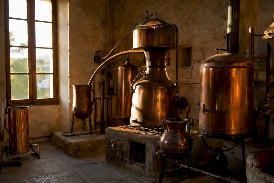 Historic perfume distillation equipment in Grasse Molinard