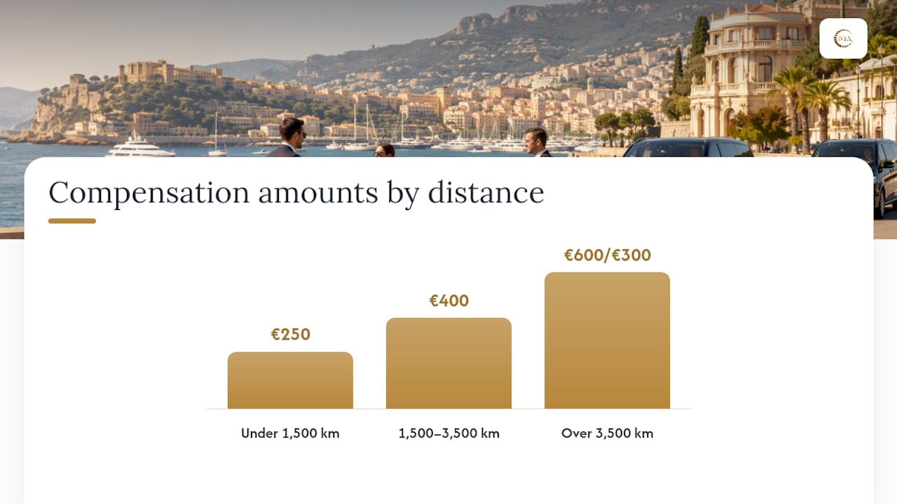 What EU Regulation 261/2004 actually guarantees at Nice — overview diagram