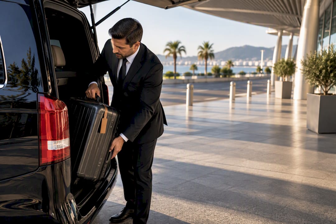 Mercedes-Benz van preparing a private transfer from Nice Airport to Aix or Avignon