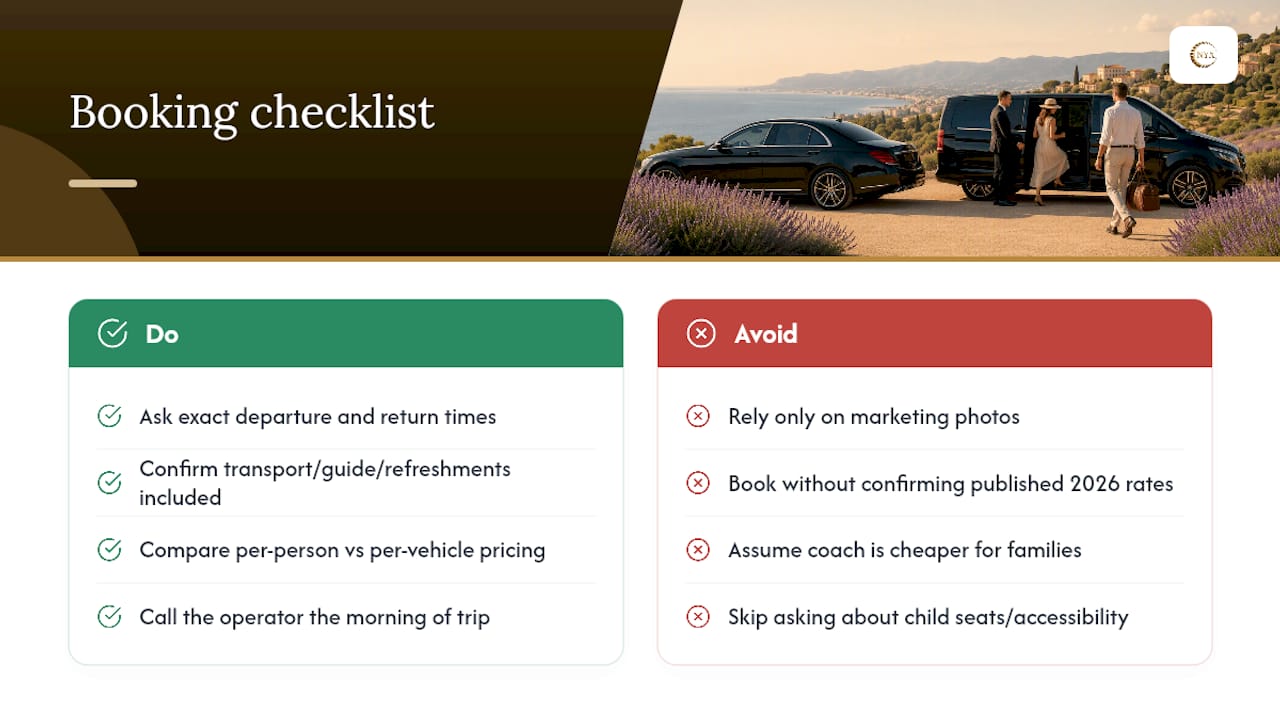 How to choose and book the right lavender tour — overview diagram