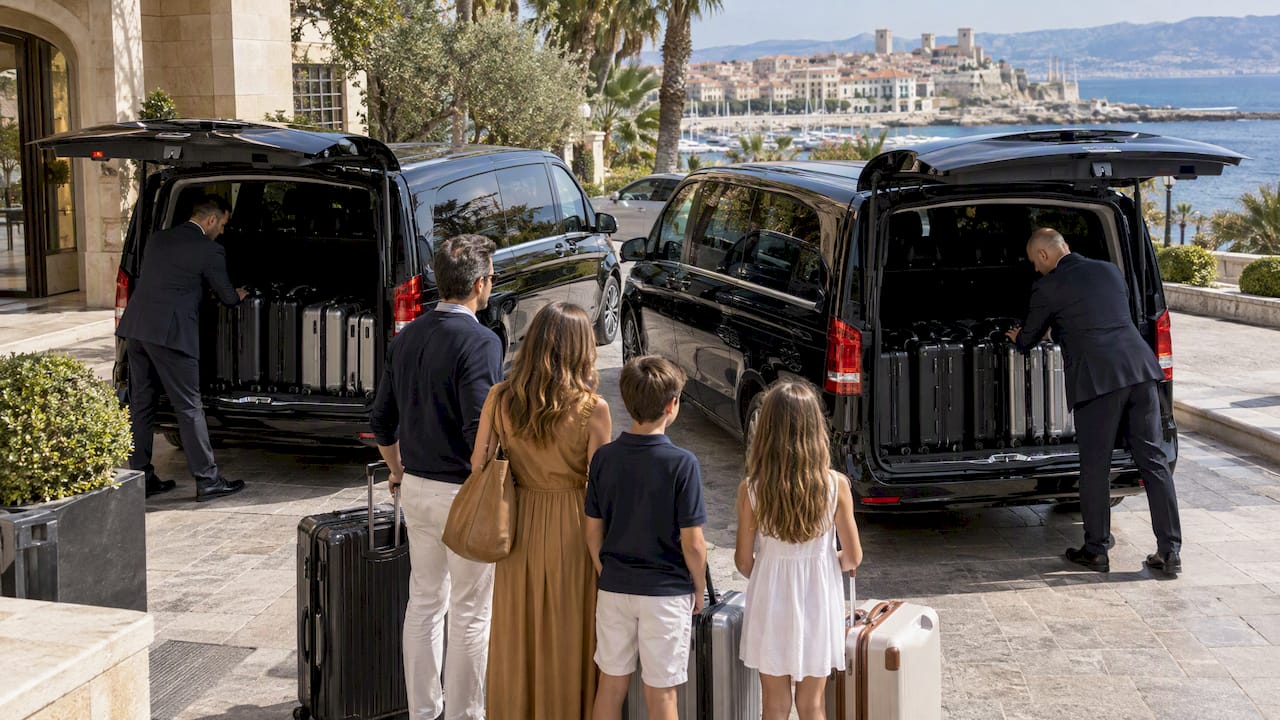 Mercedes-Benz Van 7 pax and Van 8 pax compared for private chauffeur transfer in Antibes